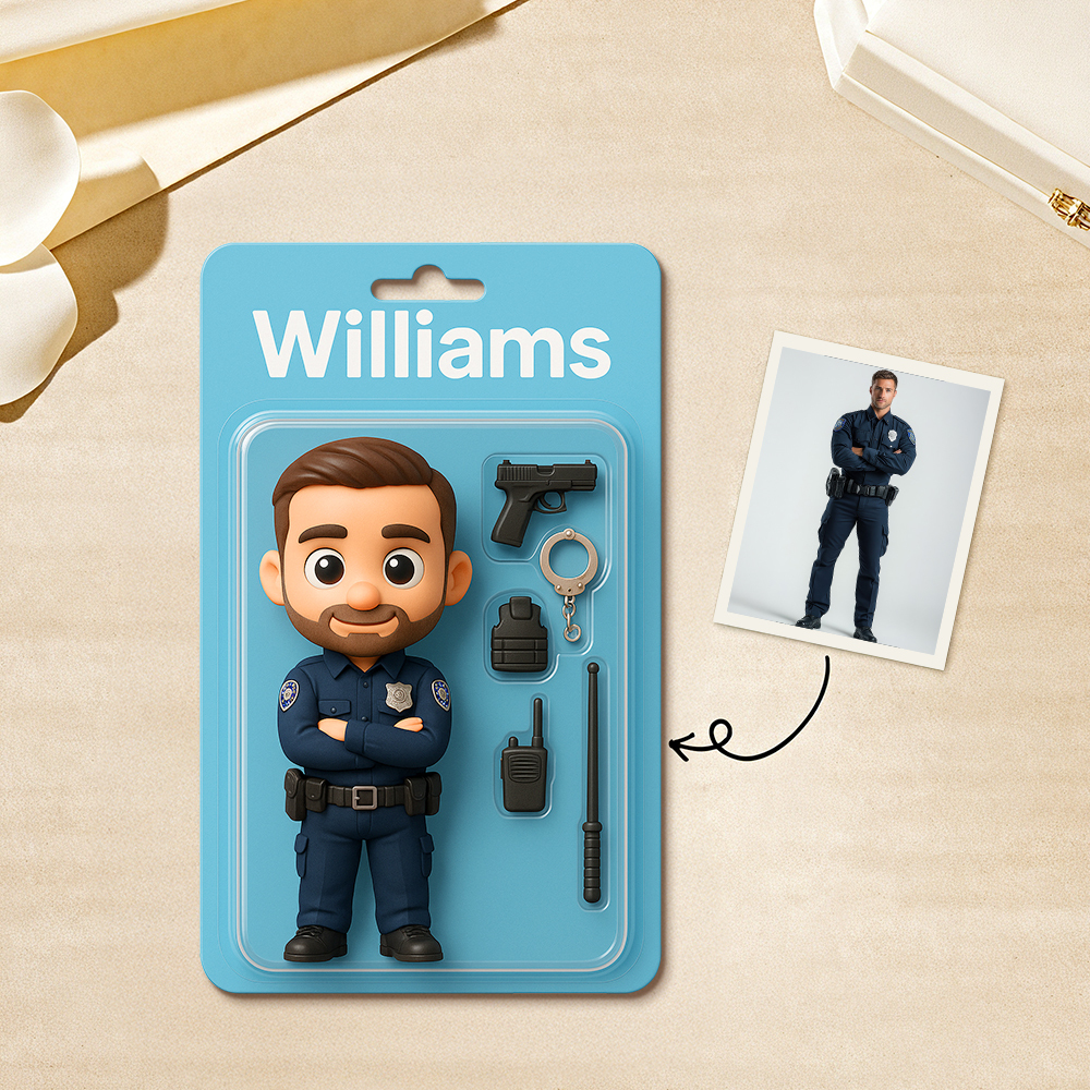 Custom Action Figure Pack Packaging Toy Box Style Art Gift Personalized Acrylic Keychain Gift for Family - 