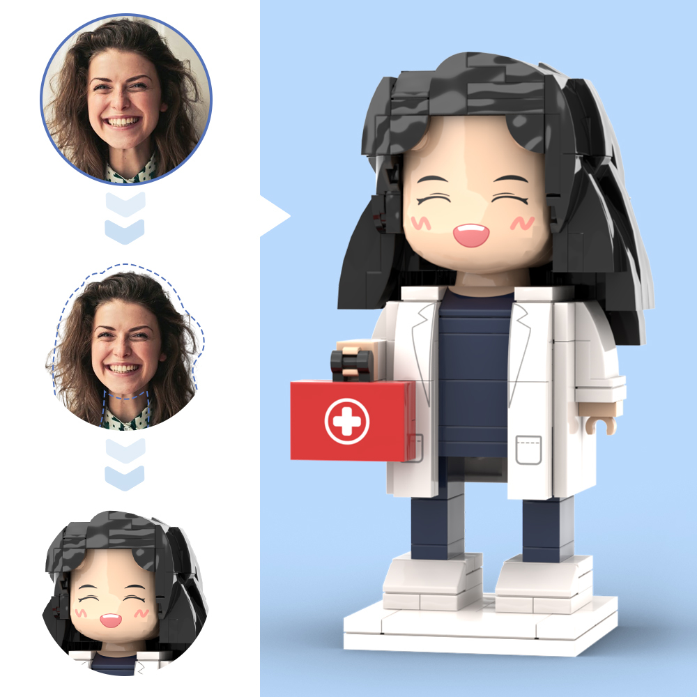 Doctors' Day Gift Male Dentist Customized Head Brick Figure with Engraved Text - 