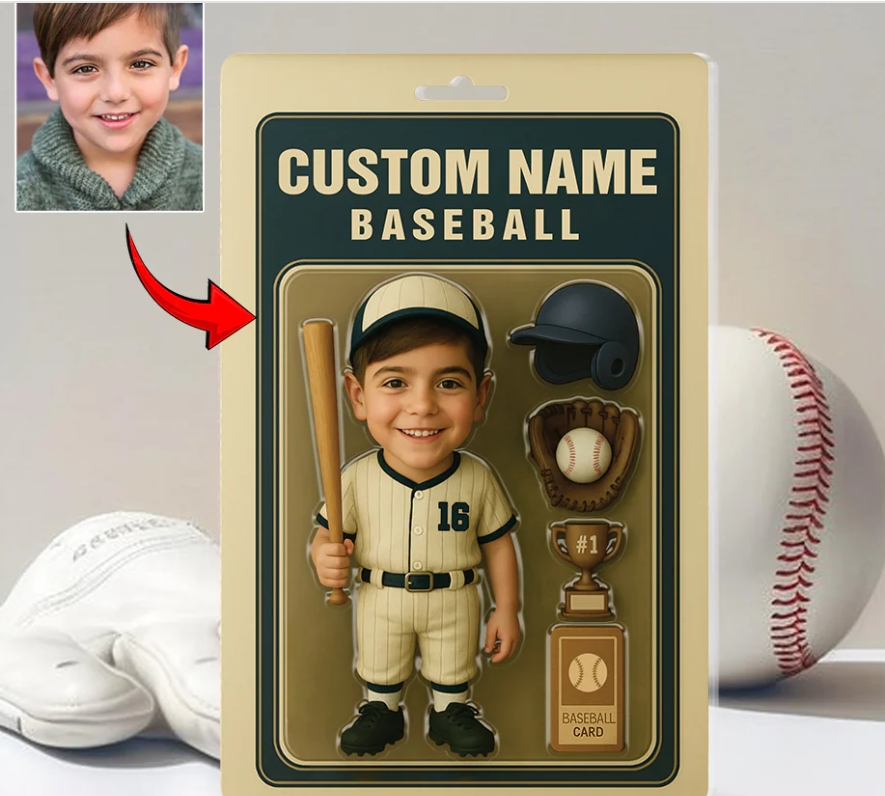Custom 3D Effect Baseball Player Figure Pack Packaging Personalized Face Baseball Player Car Hanger Gift For Baseball Lover