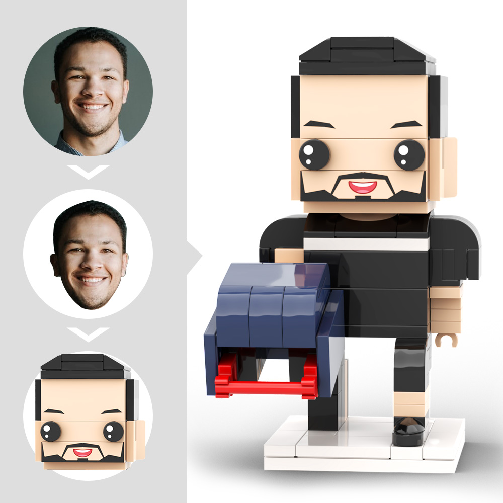 Customized Head Brick Figure Posing Football Player Holding Helmet Occupational Gift