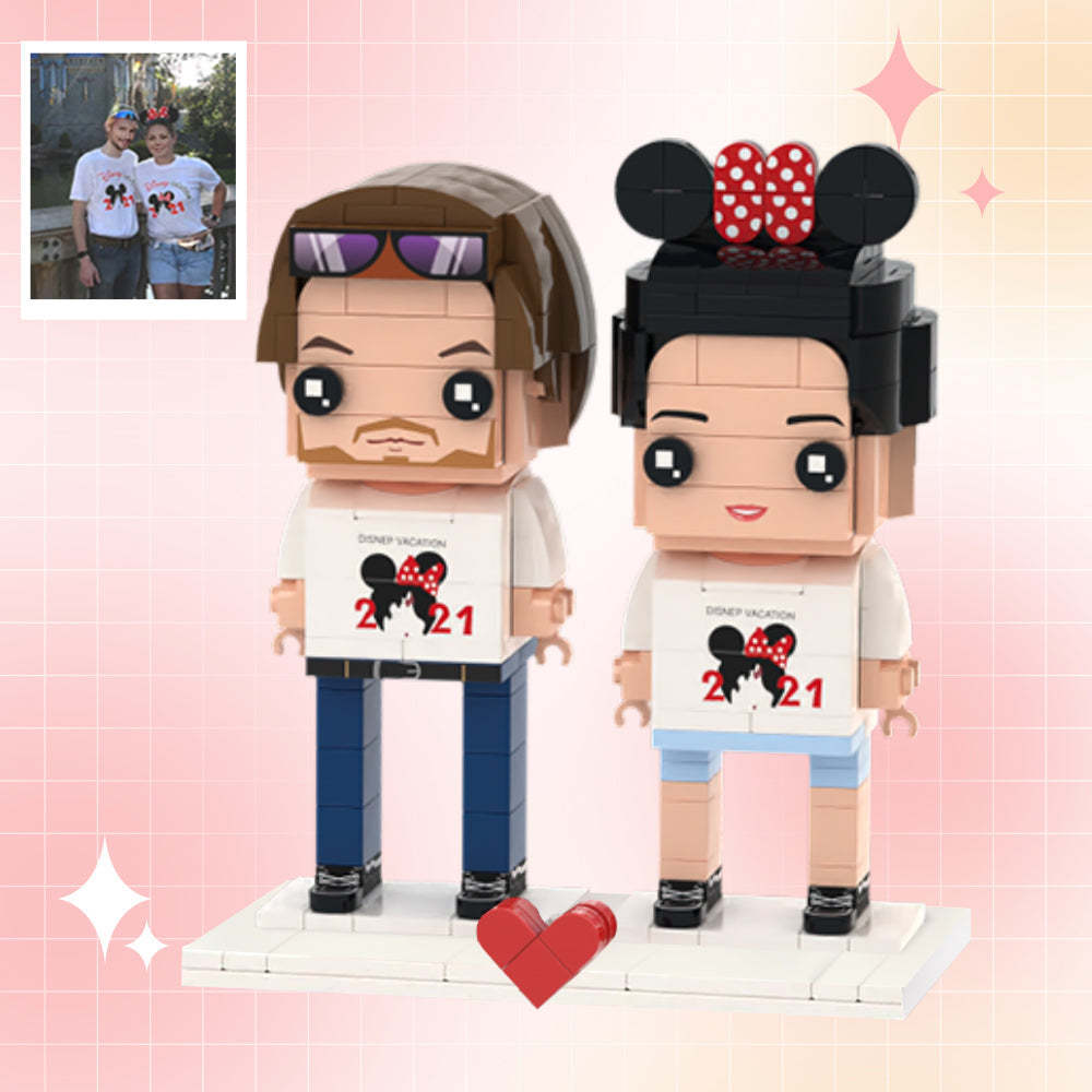 Customizable Fully Body 2 People Custom Brick Figures Traveling Couples Brick Me Figures - MyCustomBrickheadz
