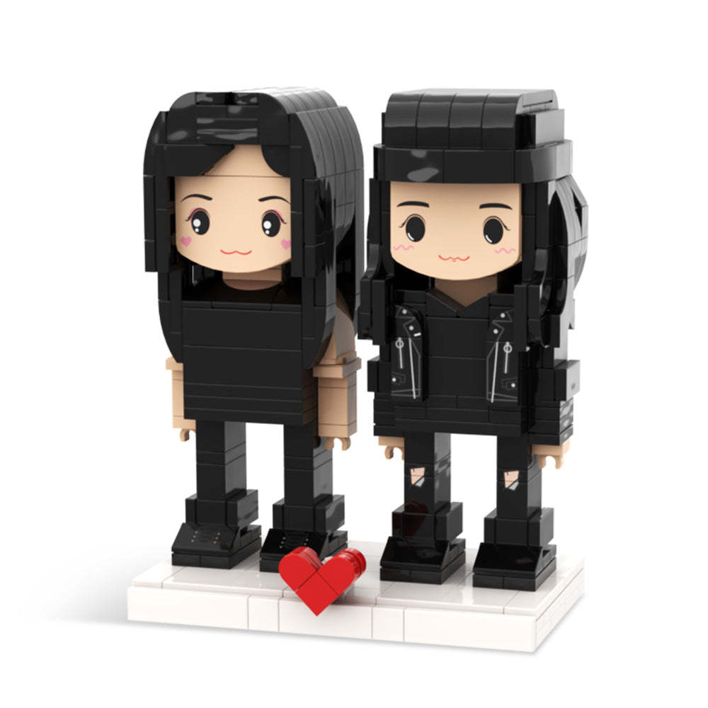 Valentine's Day 2 Girls Cute Brick Figures Personalized Couples Brick Figures Small Particle Block - MyCustomBrickheadz