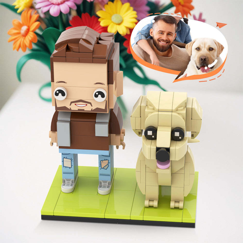 Pets Lovers Gifts Customizable Labrador Fully Body People With Dog Custom Brick Figures Beautiful Scenery Brick Me Figures - minebrickau