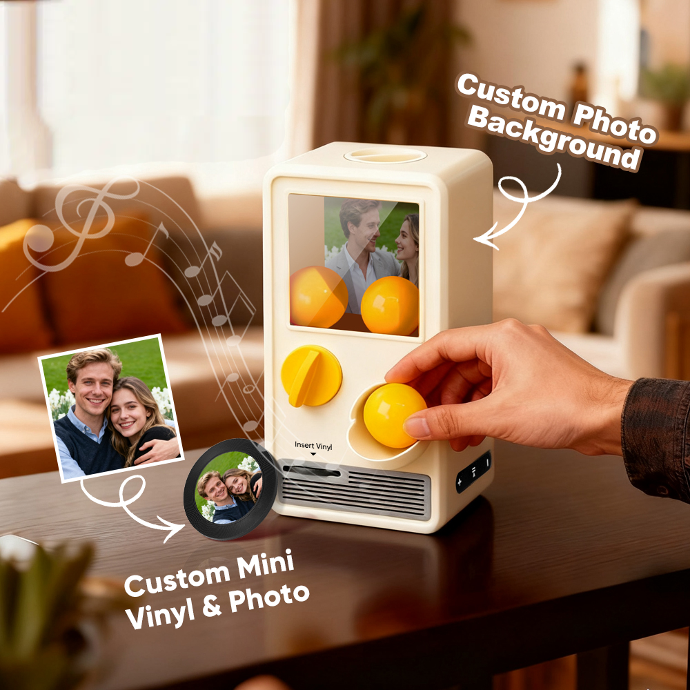 Personalized Music and Photo Music Gachapon Machine Custom Song Mini Record Box Retro Christmas Gifts for Her - 