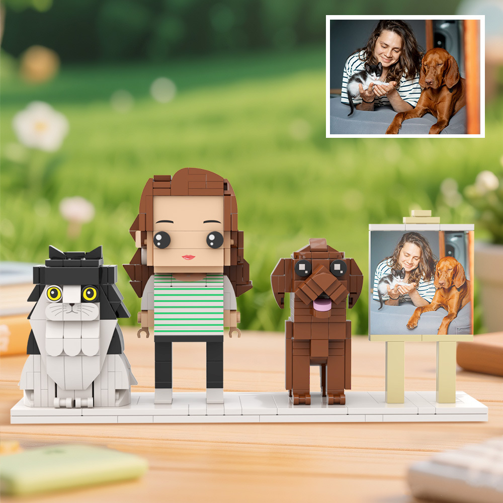 Personalized 1 People Fully Body People With Dog and Cat Pets Family Gifts - 