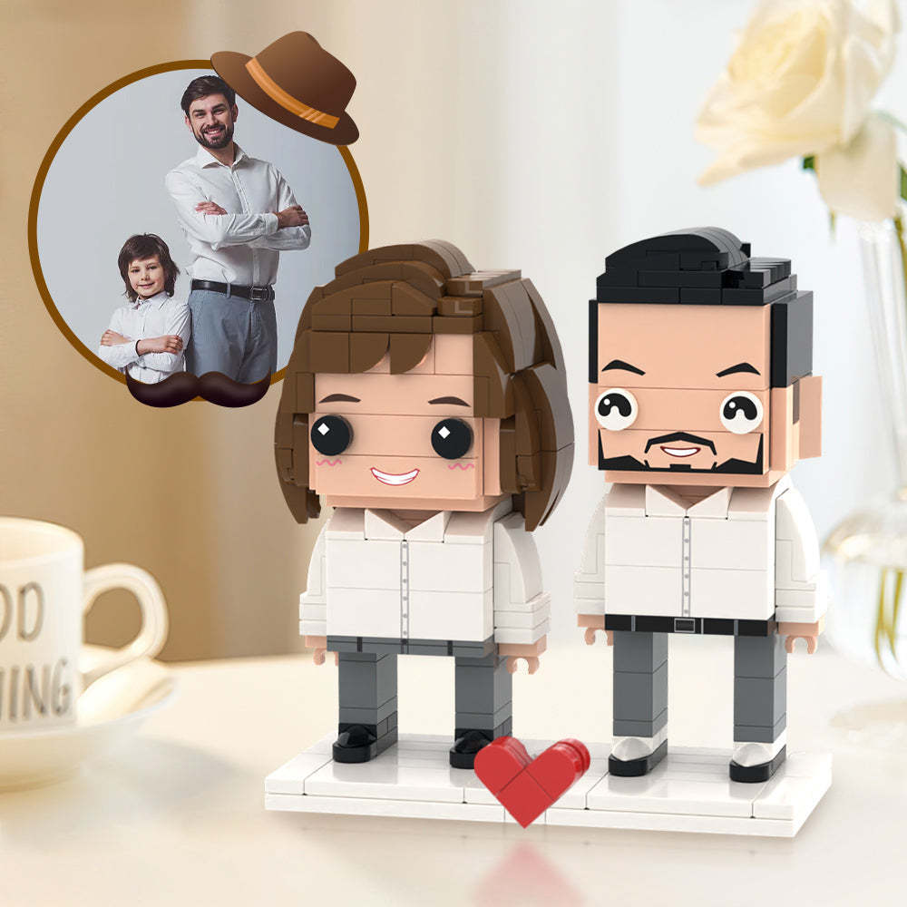 Surprise Gifts for Father Full Custom 2 People Brick Figures Custom Brick Figures Small Particle Block Toy - MyCustomBrickheadz