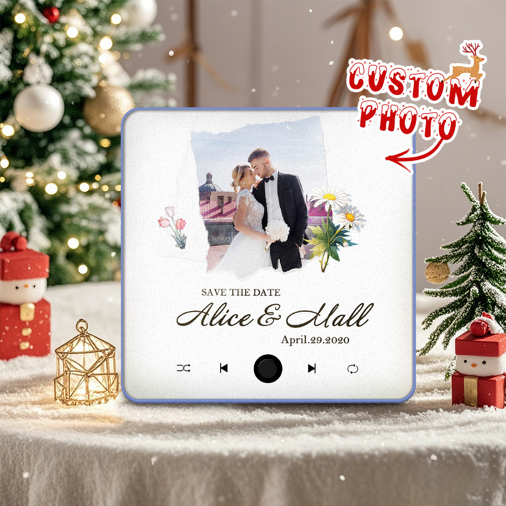 Personalized Wedding Music Fridge Magnet Christmas Gift for Couples Custom Music Magnets Can Play Songs - 