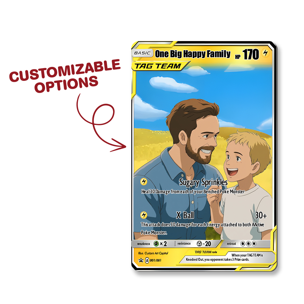 SALE! Custom POKE Tag Team Card Portrait - Personalized Anime Poster - Fathers Day Gift- Funny Cartoon K5