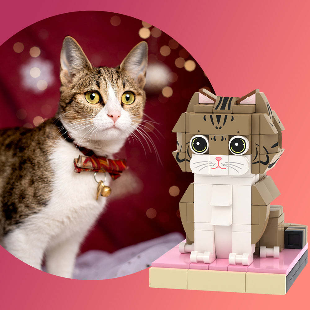Custom Pet Brick Figure Fully Body Customizable 1 Cat Photo Brick Figures Customized Cat Only - MyCustomBrickheadz