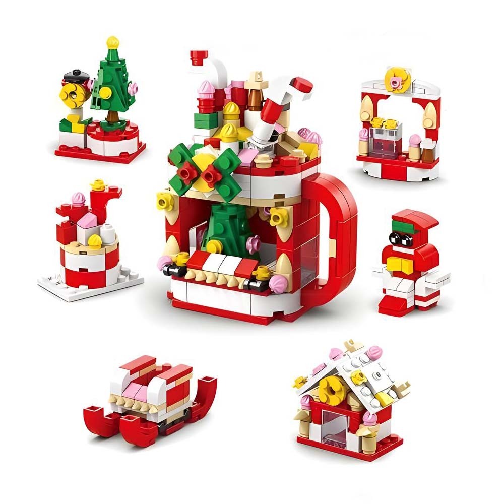 Christmas Sleigh Brick Figures Blind Box Christmas Brick Figures Surprise Blind Box 24 Calendar Countdown Gift Box - minebrickau