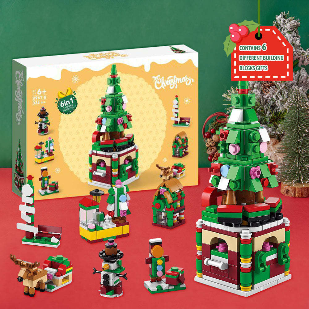 Christmas Tree Brick Figures Surprise Blind Box 6 in 1 Brick Figures Gift Box - minebrickau