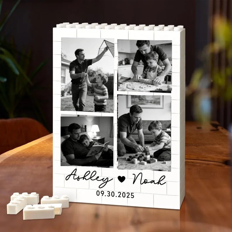 Custom Photo Brick Puzzle Frame – Build Gentle Love, A Meaningful Gift for Dad & Father's Day - 