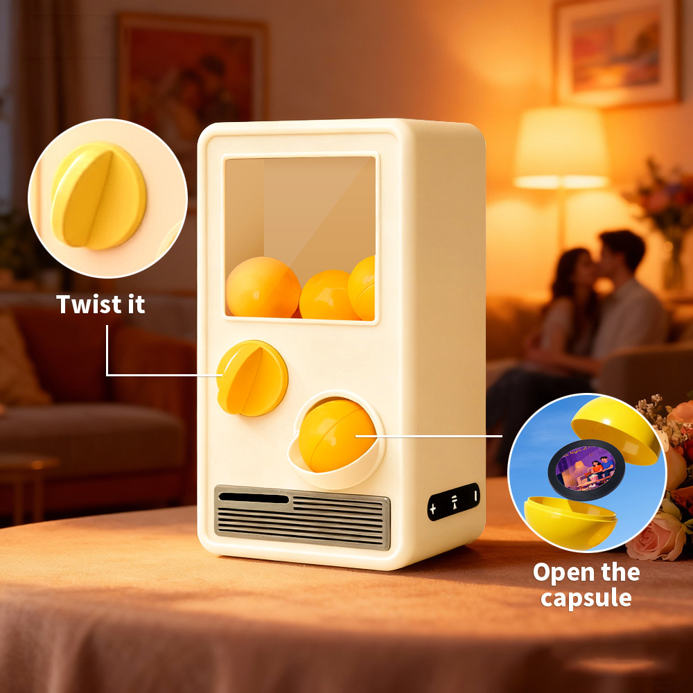 Custom Photo Personalized Gashapon Machine with 10 Gashapon  – Love Notes, Date Ideas & Surprise Cards - 