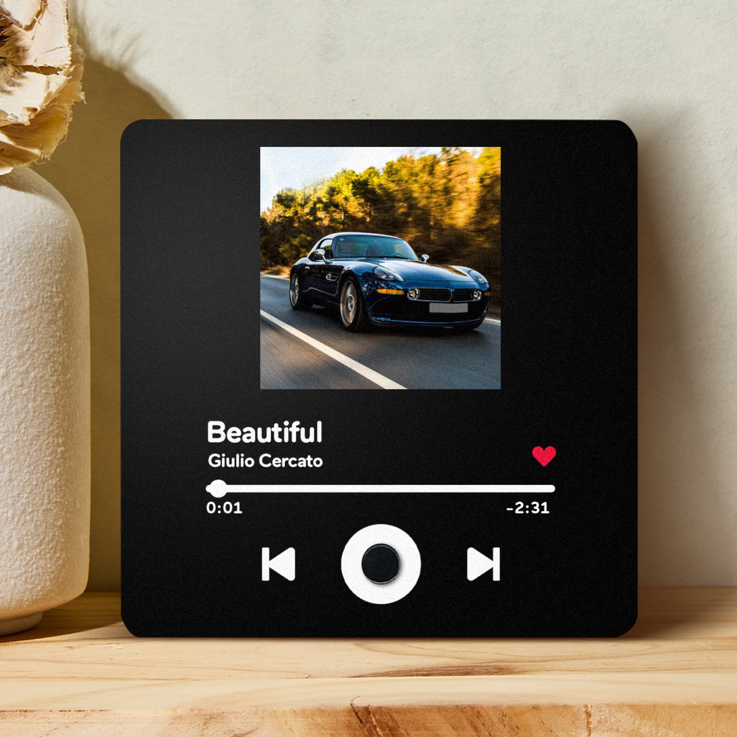 Personalized Spotify Fridge Magnet Customized Red Album Music Fridge Magnet Can Play Songs Gifts for Car Lovers - 