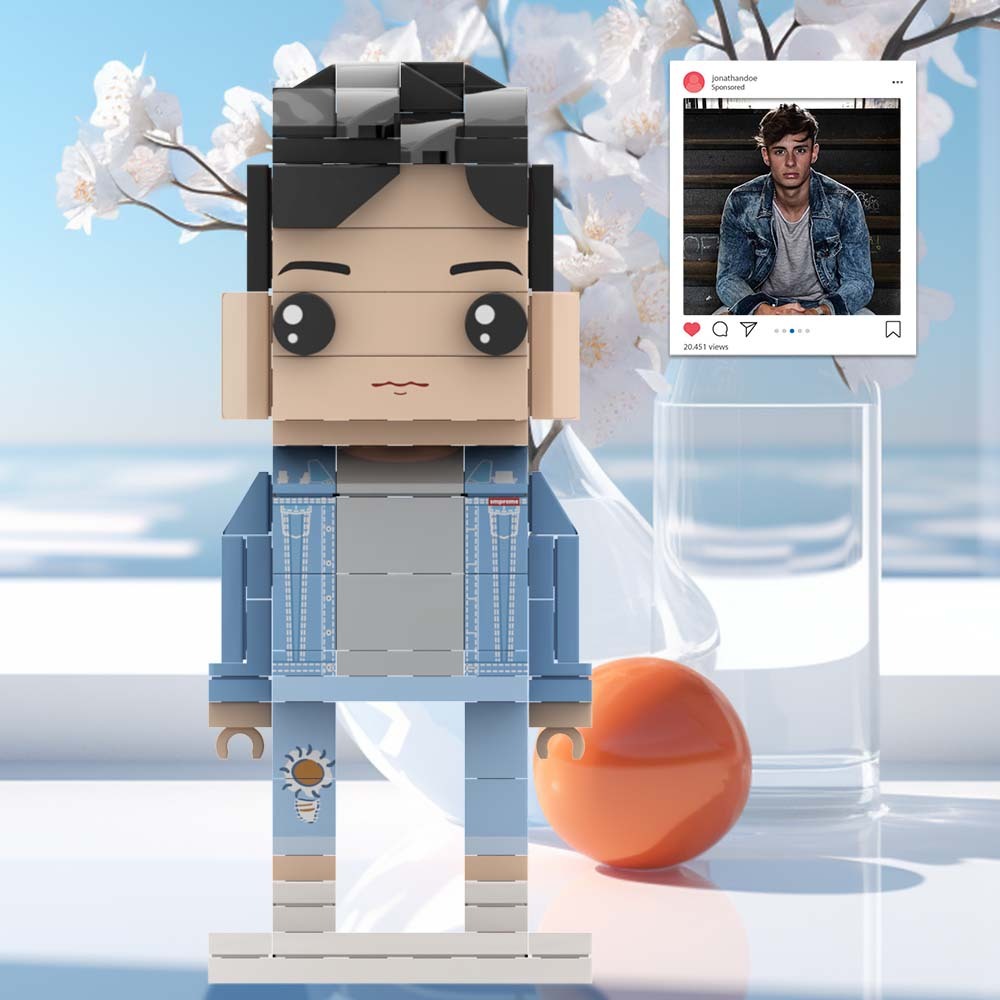 #OOTD Classic Cowboy Jeans Full Body Customizable 1 Person Custom BrickHeads Upgraded Version Small Particle Block Toy