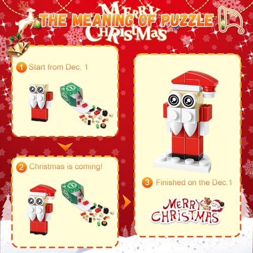 Christmas Advent Calendar 2025 Building Blocks for Adults- 24 Pack Assembly Blocks 24 Days Countdown Advent Calendar with Christmas Tree, Reindeer Sleigh & Train - 