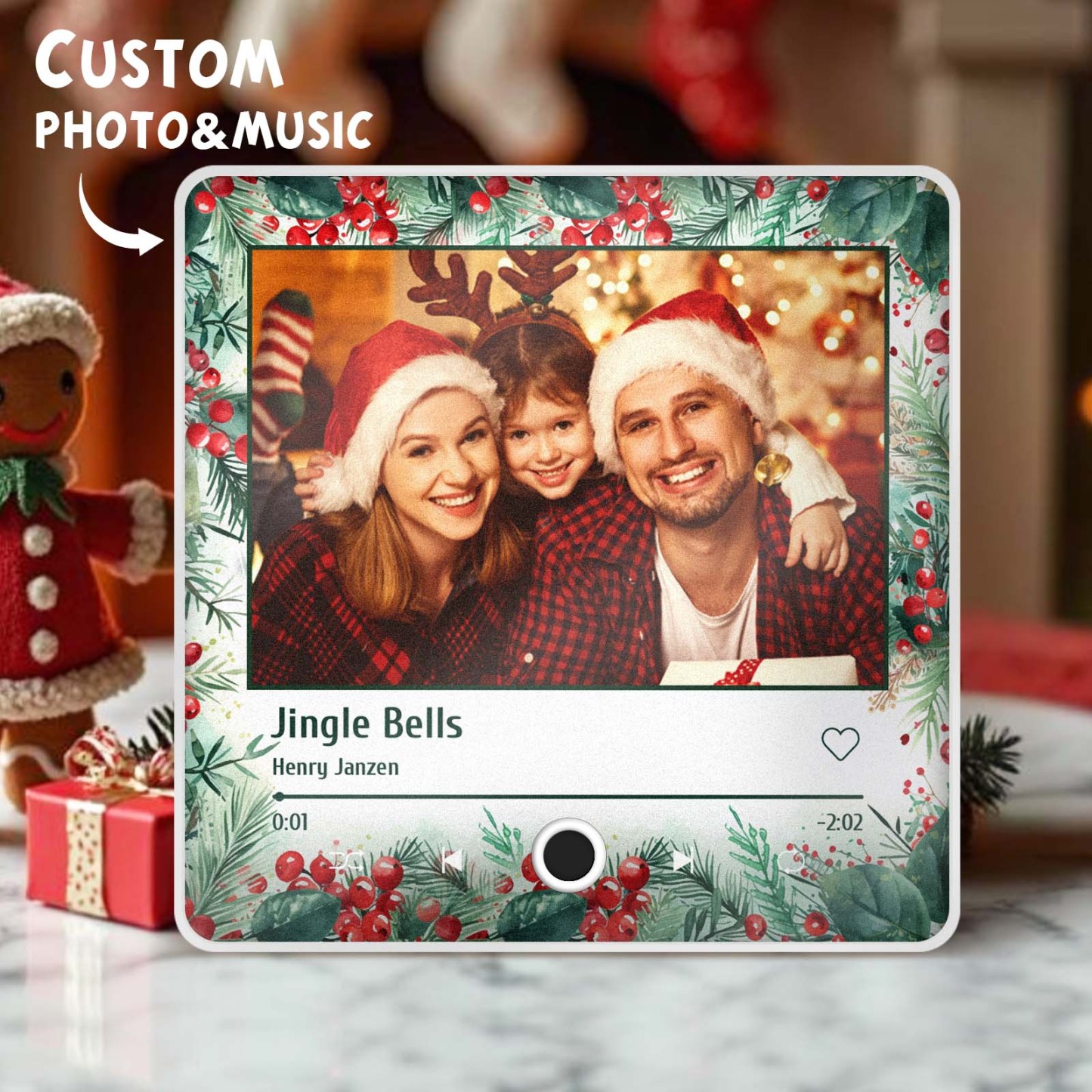 Christmas Music Fridge Magnet Personalized Family Photo Music Magnets Can Play Songs Christmas Gifts - 