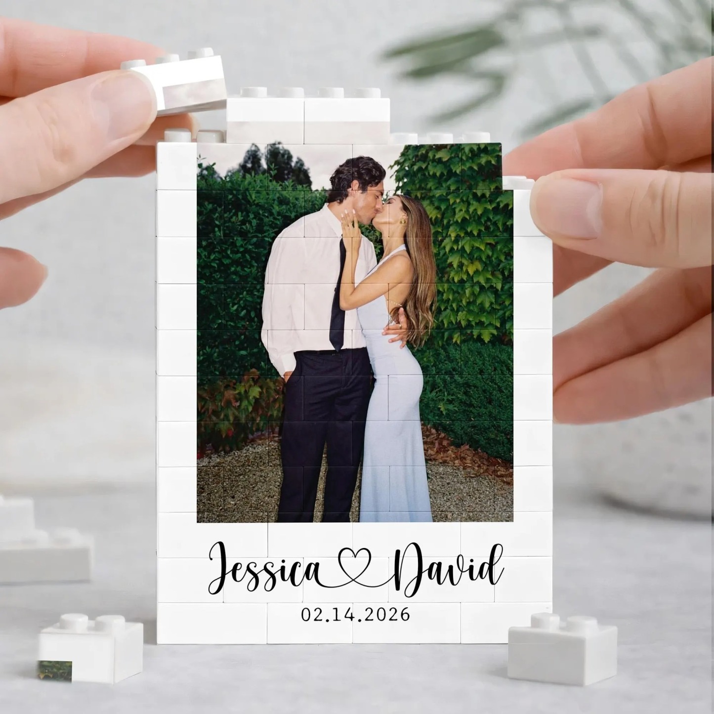 Custom Photo Brick Puzzle Frame – Build Your Love, A Romantic Couple Gift for Valentine’s Day & Anniversaries - 