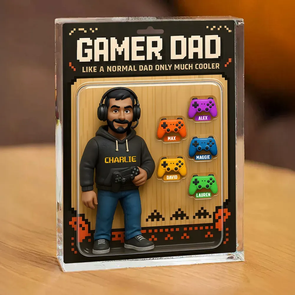 Gamer Dad Cooler Custom Action Figure Personalized Acrylic Block Plaque, Father's Day Gift for Gamer Dad, Gift for Husband - 