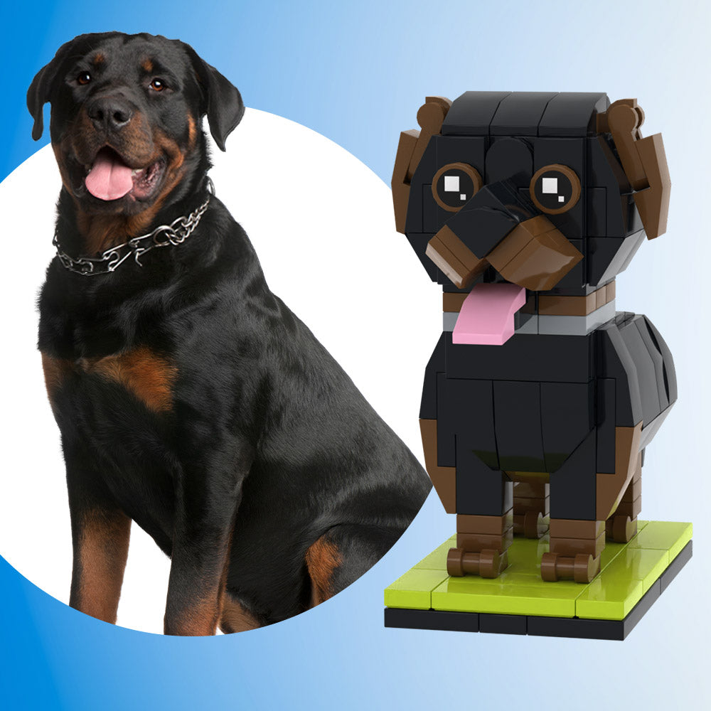 Fully Body Customizable Rottweiler 1 Dog Photo Custom Brick Figures Small Particle Block Brick Me Figures Customized Rottweiler Only