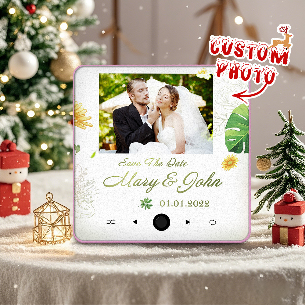 Personalized Wedding Music Fridge Magnet Christmas Gift for Couples Custom Music Magnets Can Play Songs - 
