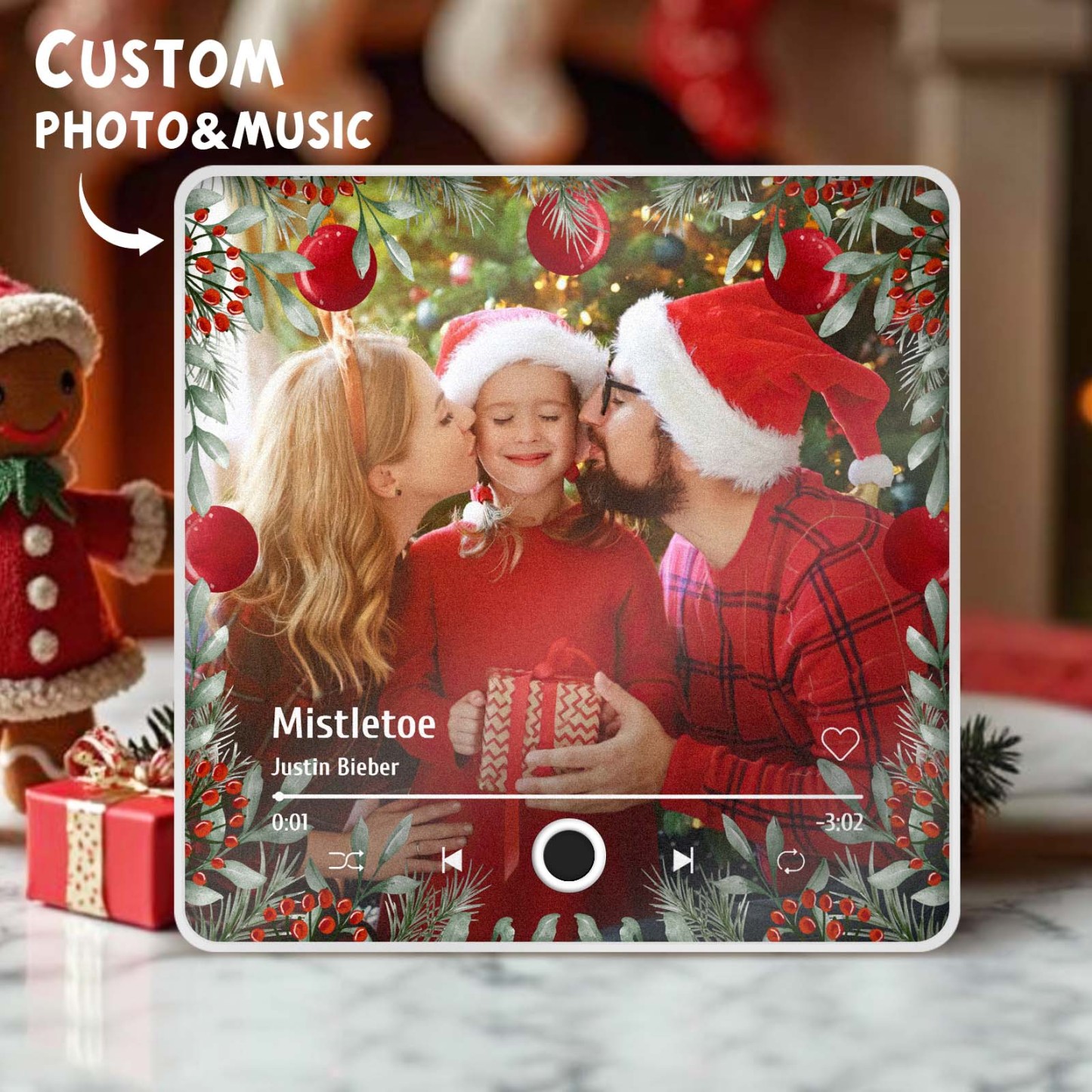 Christmas Music Fridge Magnet Personalized Family Photo Music Magnets Can Play Songs Christmas Gifts - 