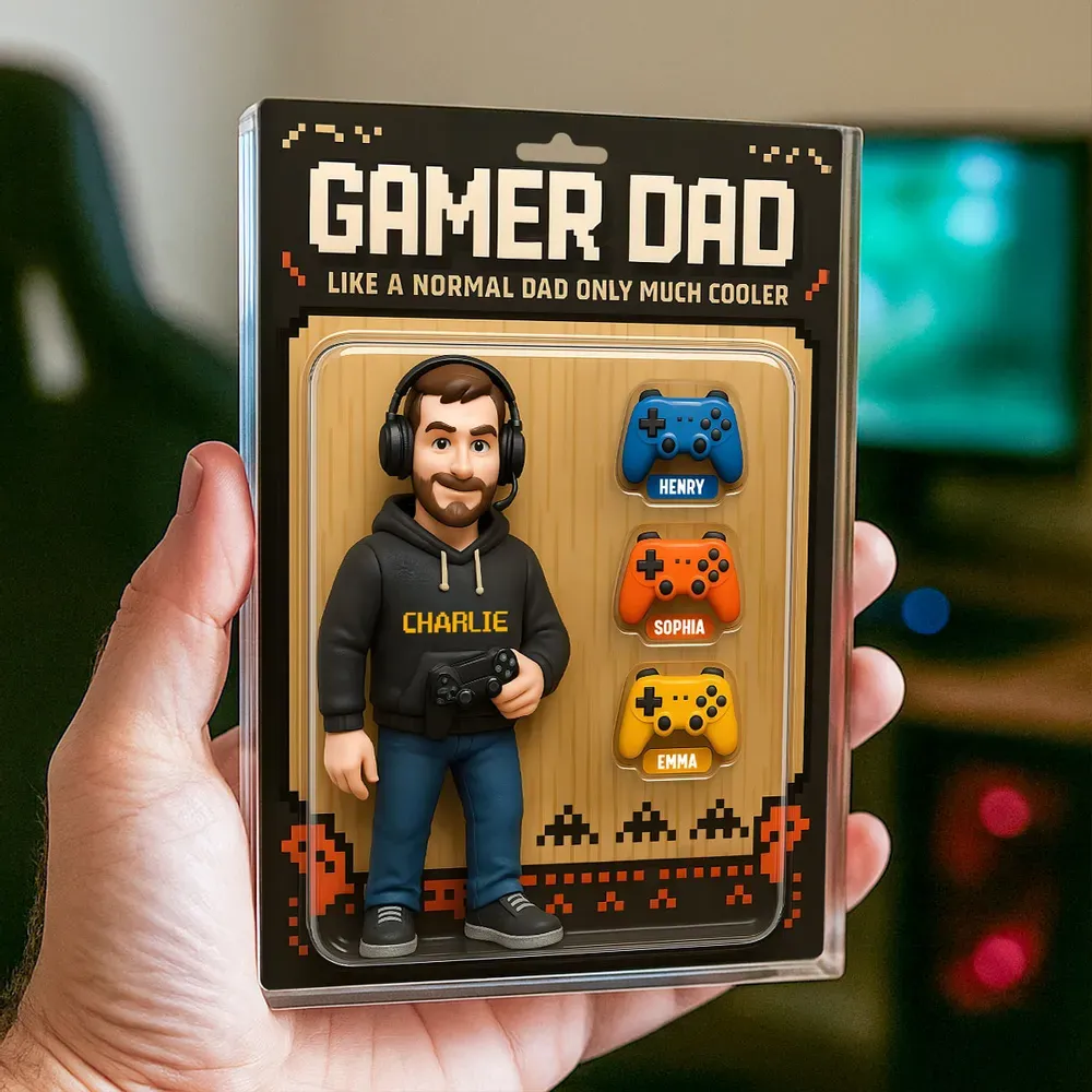 Gamer Dad Cooler Custom Action Figure Personalized Acrylic Block Plaque, Father's Day Gift for Gamer Dad, Gift for Husband - 