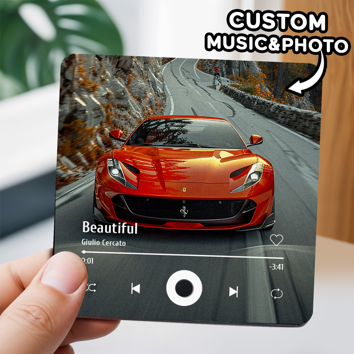 Personalized Spotify Fridge Magnet Customized Red Album Music Fridge Magnet Can Play Songs Gifts for Car Lovers - 