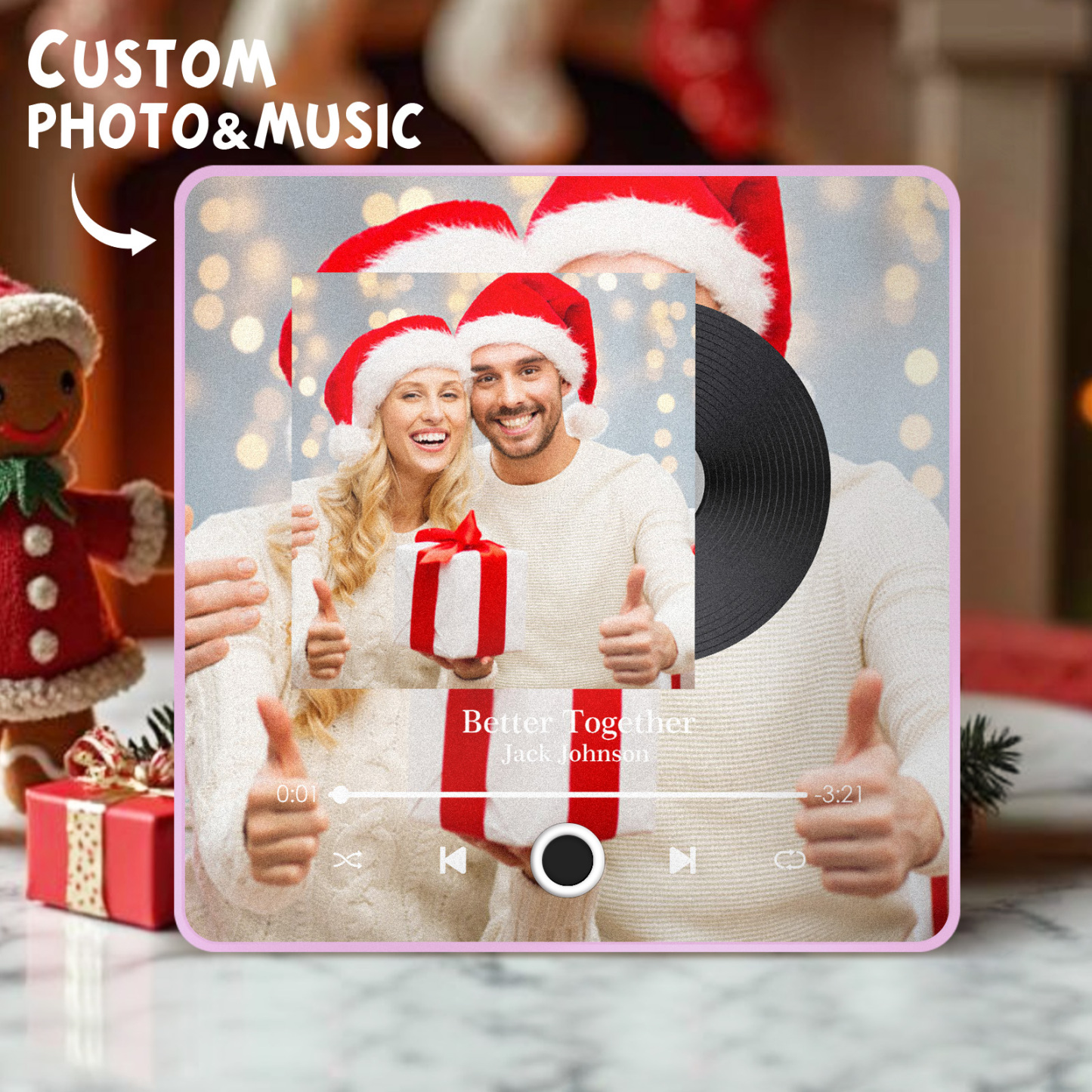 Personalized Music Fridge Magnet Customized Album Fridge Magnet Can Play Songs Christmas Gift - 