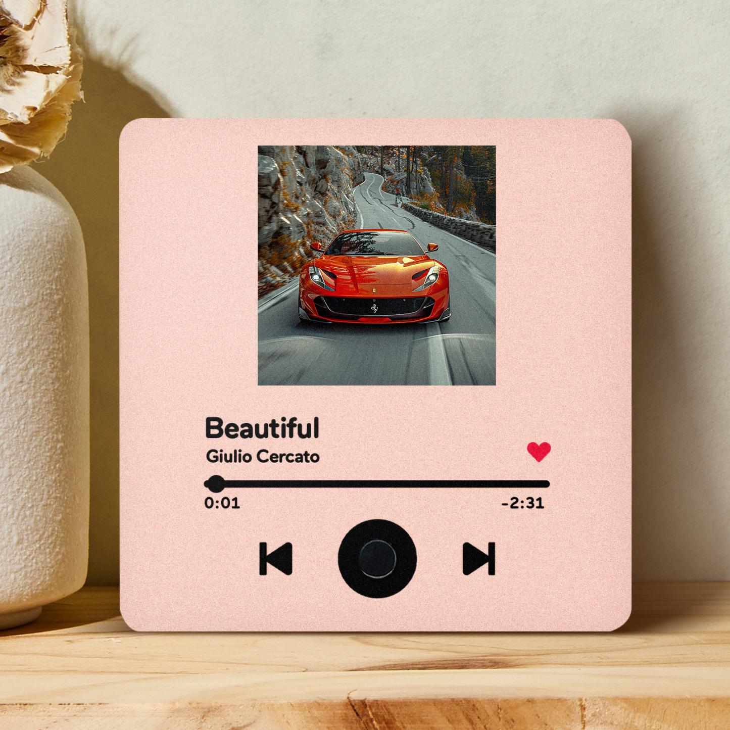 Personalized Spotify Fridge Magnet Customized Red Album Music Fridge Magnet Can Play Songs Gifts for Car Lovers - 