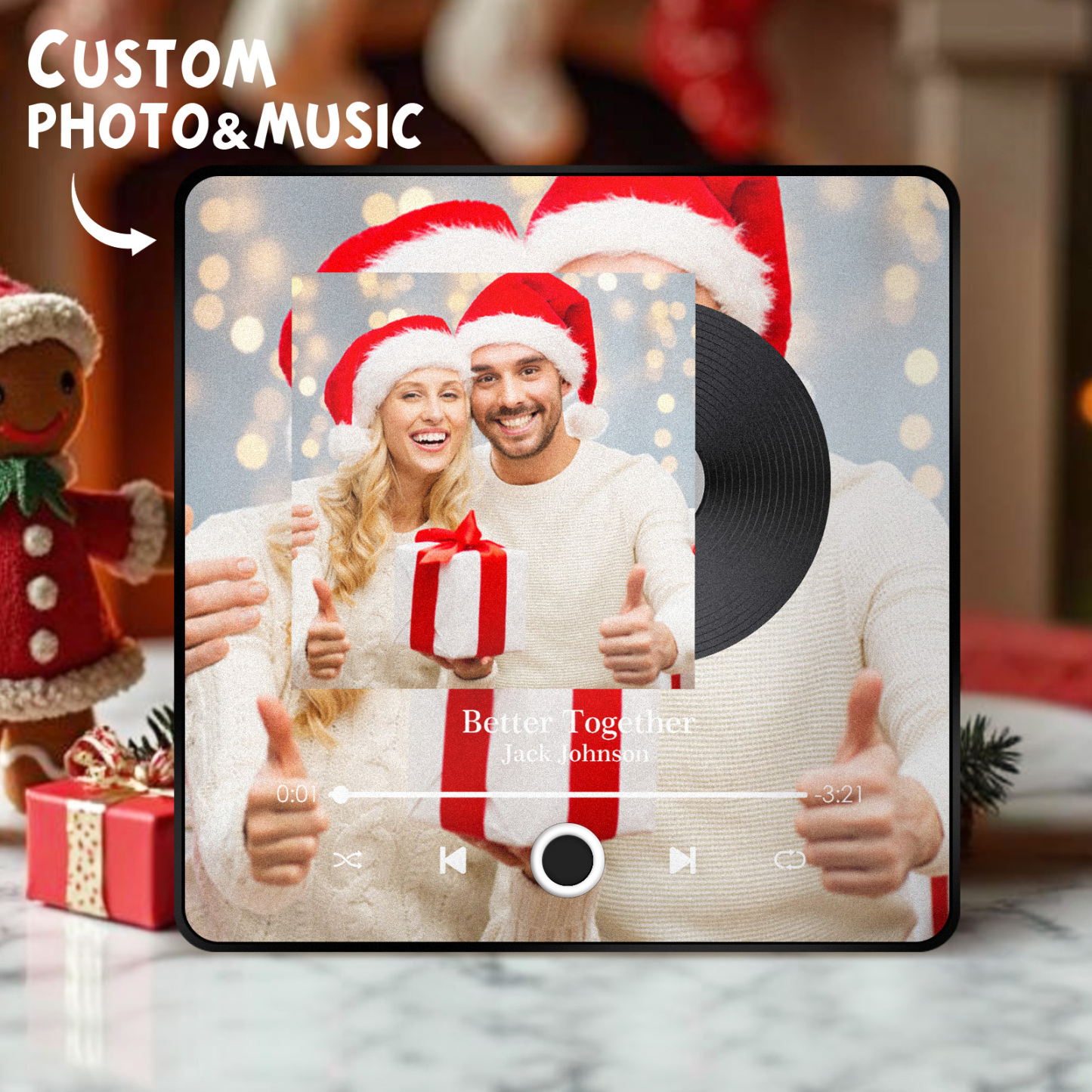 Personalized Music Fridge Magnet Customized Album Fridge Magnet Can Play Songs Christmas Gift - 