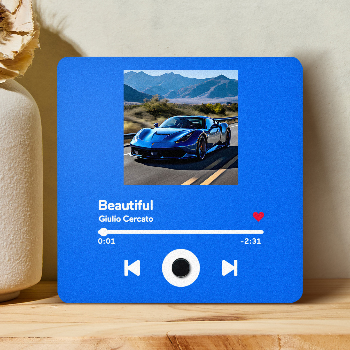 Personalized Spotify Fridge Magnet Customized Red Album Music Fridge Magnet Can Play Songs Gifts for Car Lovers - 