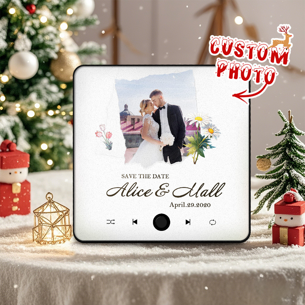 Personalized Wedding Music Fridge Magnet Christmas Gift for Couples Custom Music Magnets Can Play Songs - 