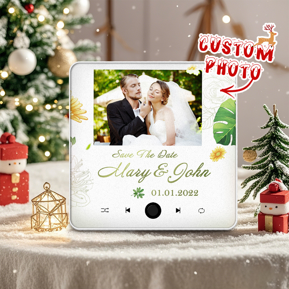Personalized Wedding Music Fridge Magnet Christmas Gift for Couples Custom Music Magnets Can Play Songs - 