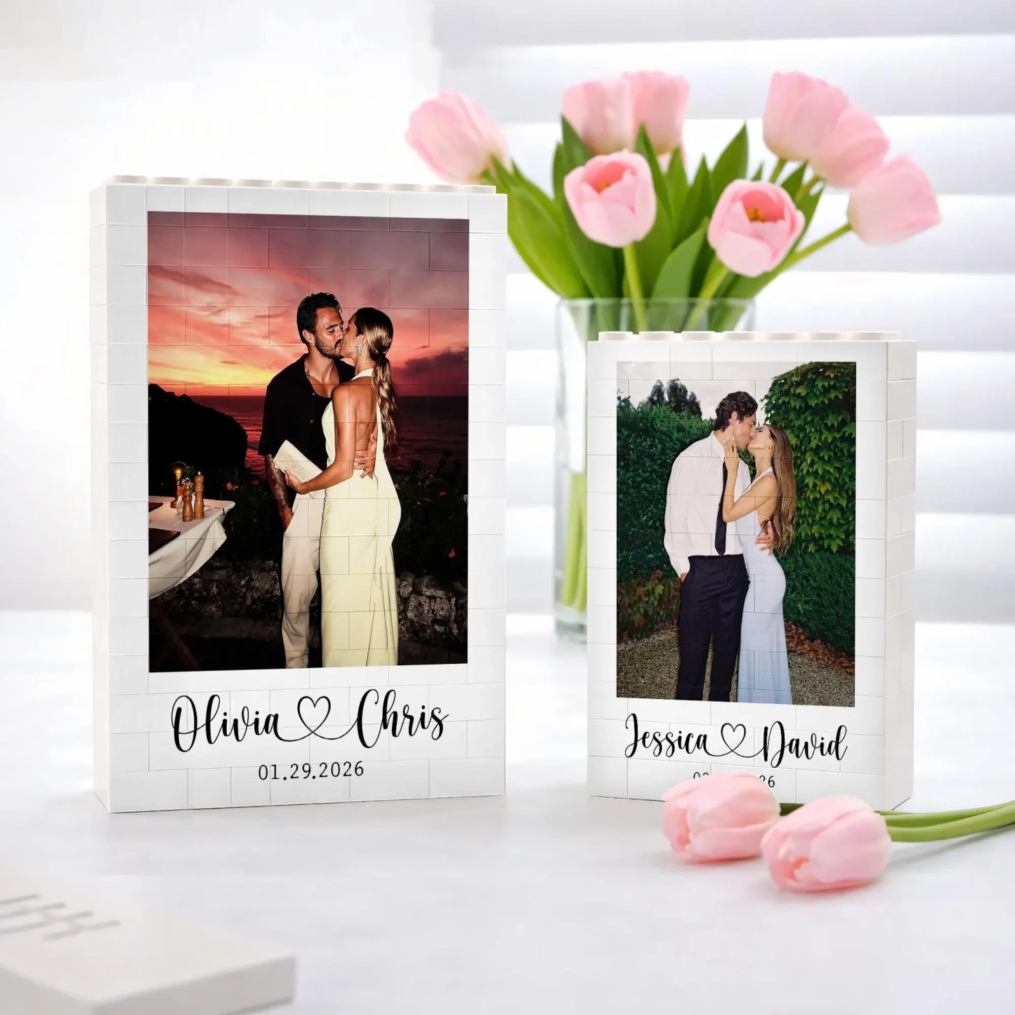Custom Photo Brick Puzzle Frame – Build Your Love, A Romantic Couple Gift for Valentine’s Day & Anniversaries - 