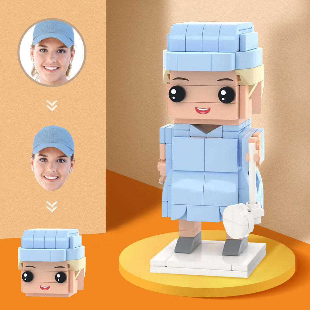 Customized Head Female Golfers Figures Small Particle Block Toy Customizable Brick Art Gifts - MyCustomBrickheadz