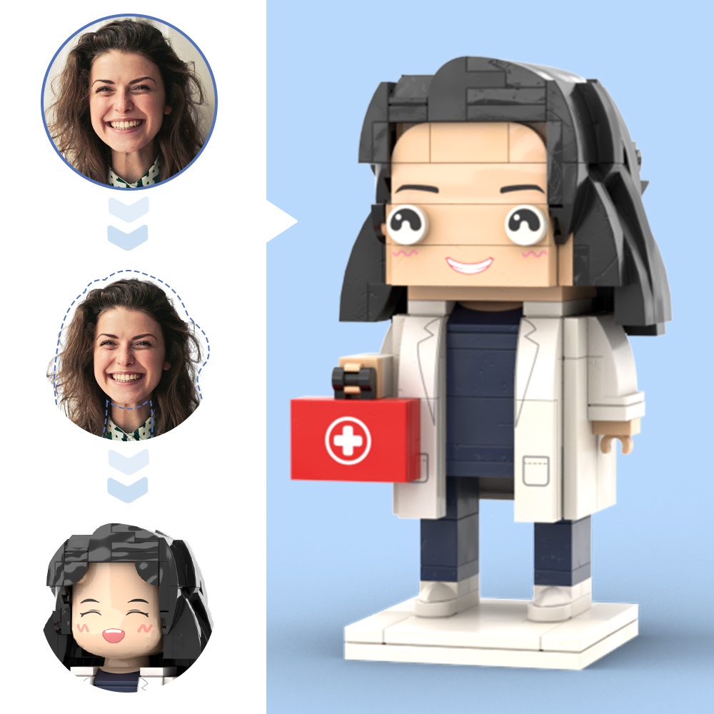 Doctors' Day Gift Male Dentist Customized Head Brick Figure with Engraved Text - 