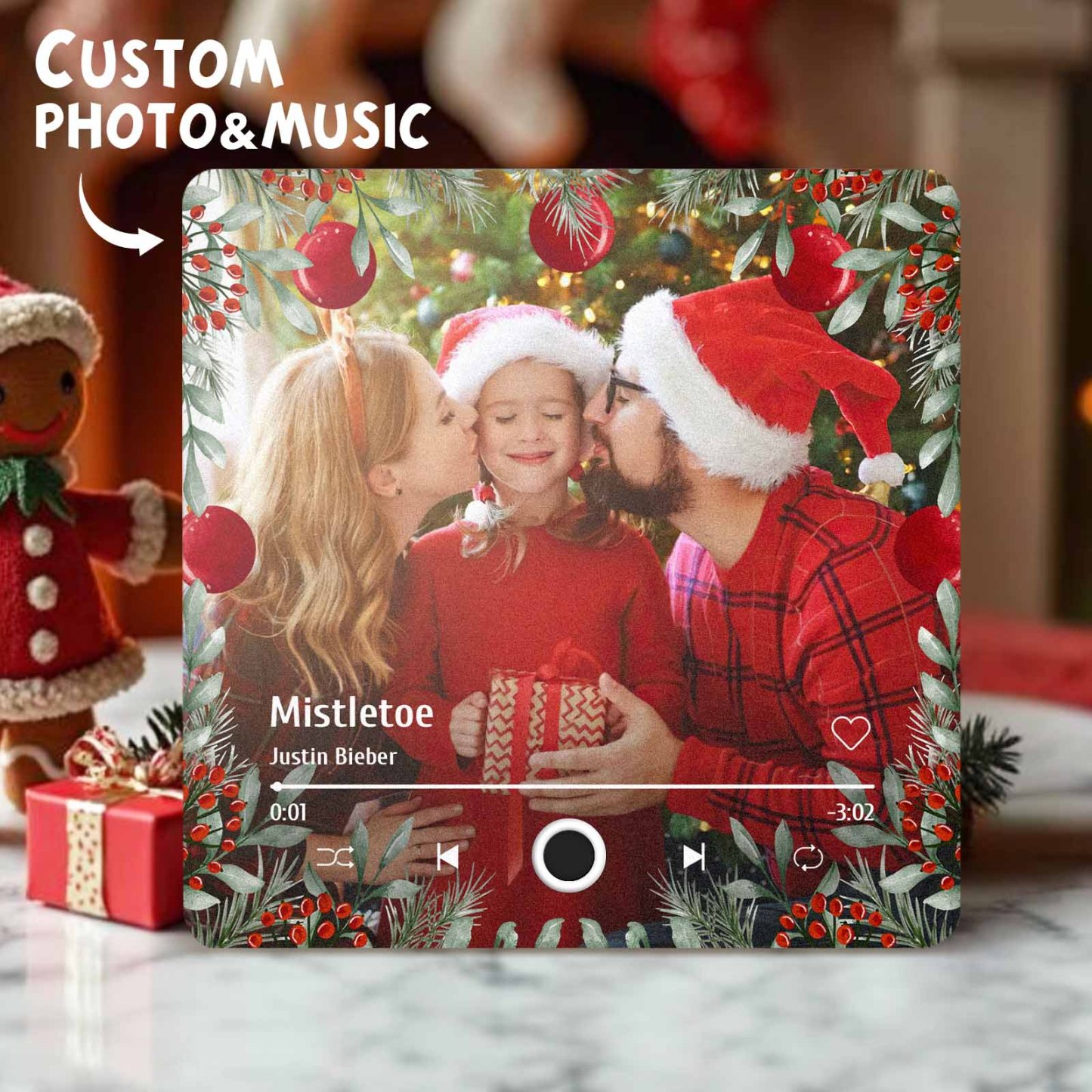 Christmas Music Fridge Magnet Personalized Family Photo Music Magnets Can Play Songs Christmas Gifts - 