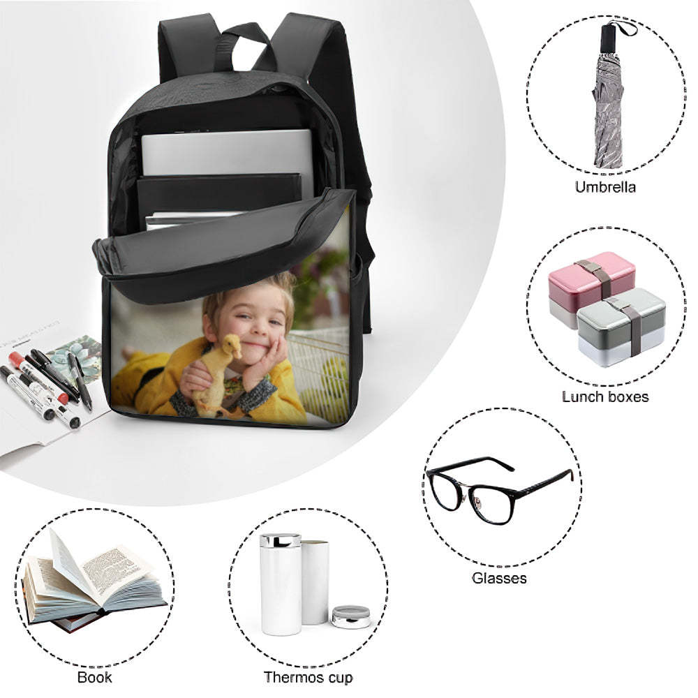 Custom Photo School Backpack, Back To School Gifts  Picture Backpacks For Boys And Girls - 