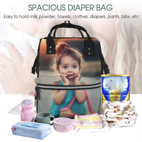 Back to School Gifts Personalized Photo Mommy Backpack Custom Diaper Bag Multi-pocket Bag - 