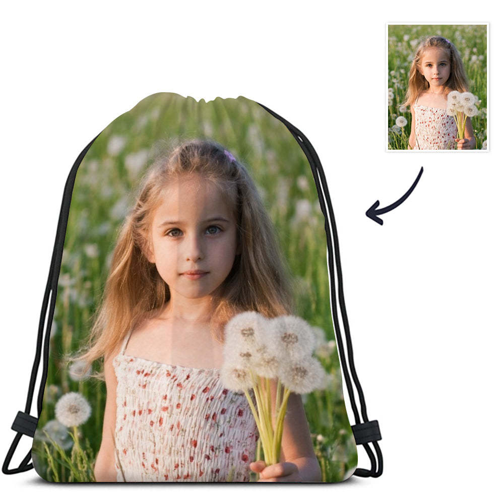 Back To School Gifts Personalized Photo Drawstring Sport Backpack - 