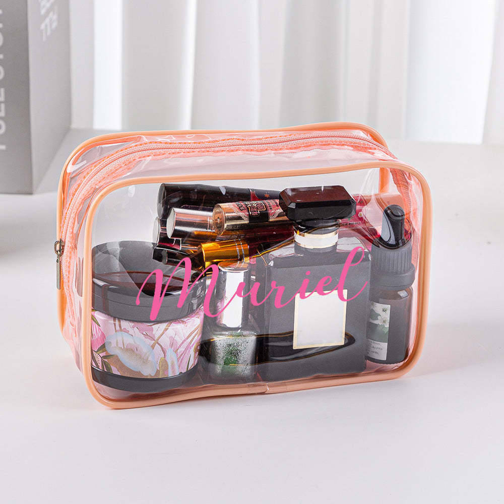 Personalized Name Makeup Bag Clear Waterproof Cosmetic Bag Birthday Wedding Gift for Her - 