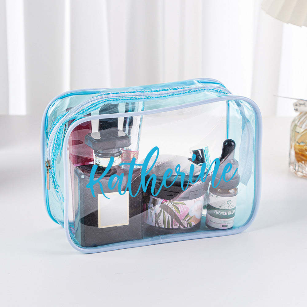 Personalized Name Makeup Bag Clear Waterproof Cosmetic Bag Birthday Wedding Gift for Her - 