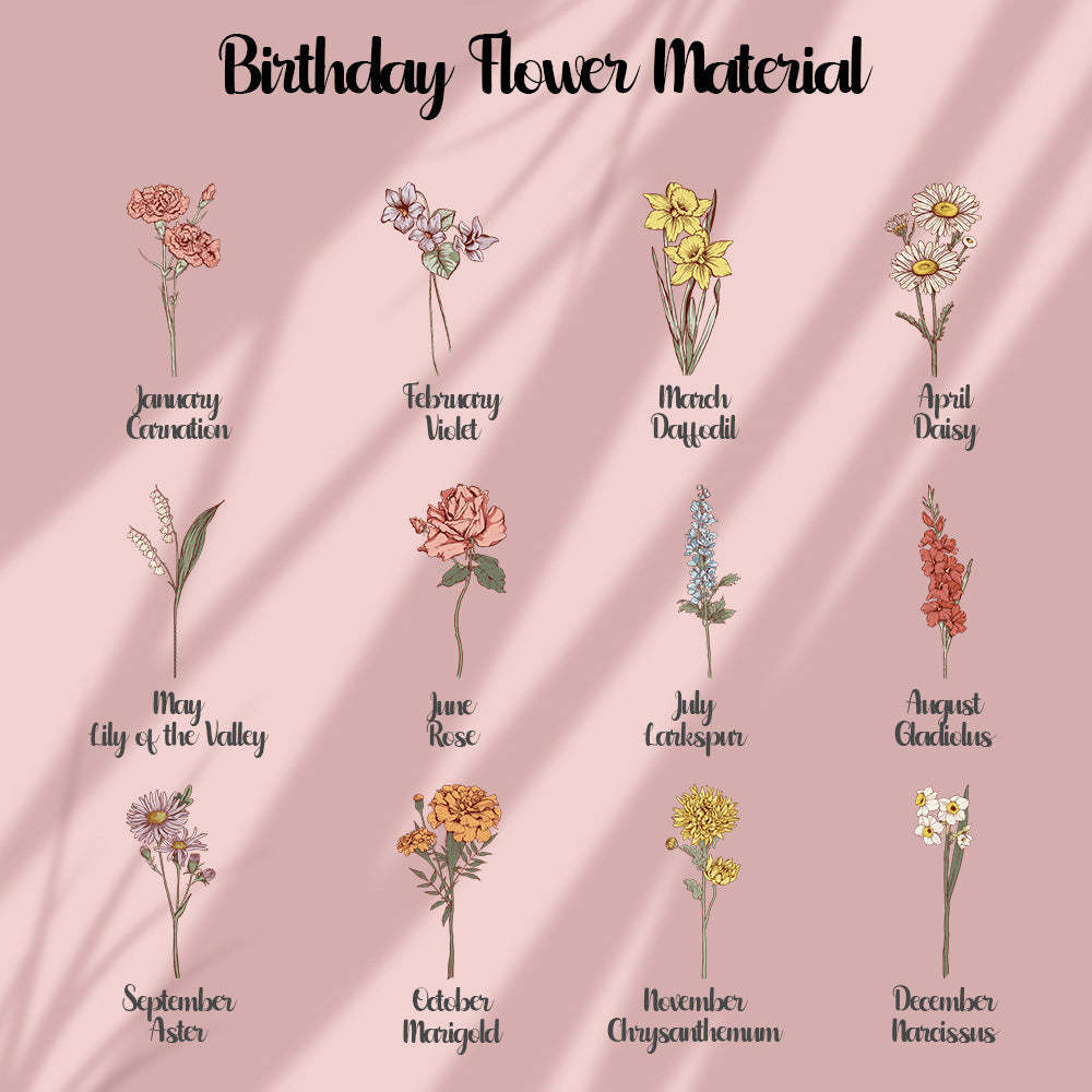 Personalized Birth Flower Canvas Tote Bag Large Capacity Beach Tote Bag Gift for Her - 