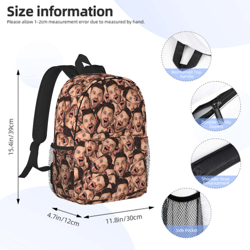 Custom Face Backpack Personalised Funny School Bag for Kids - 