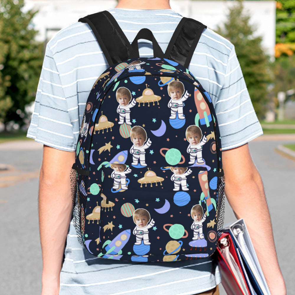 Custom Face Backpack Personalised Space School Bag for Kids - 