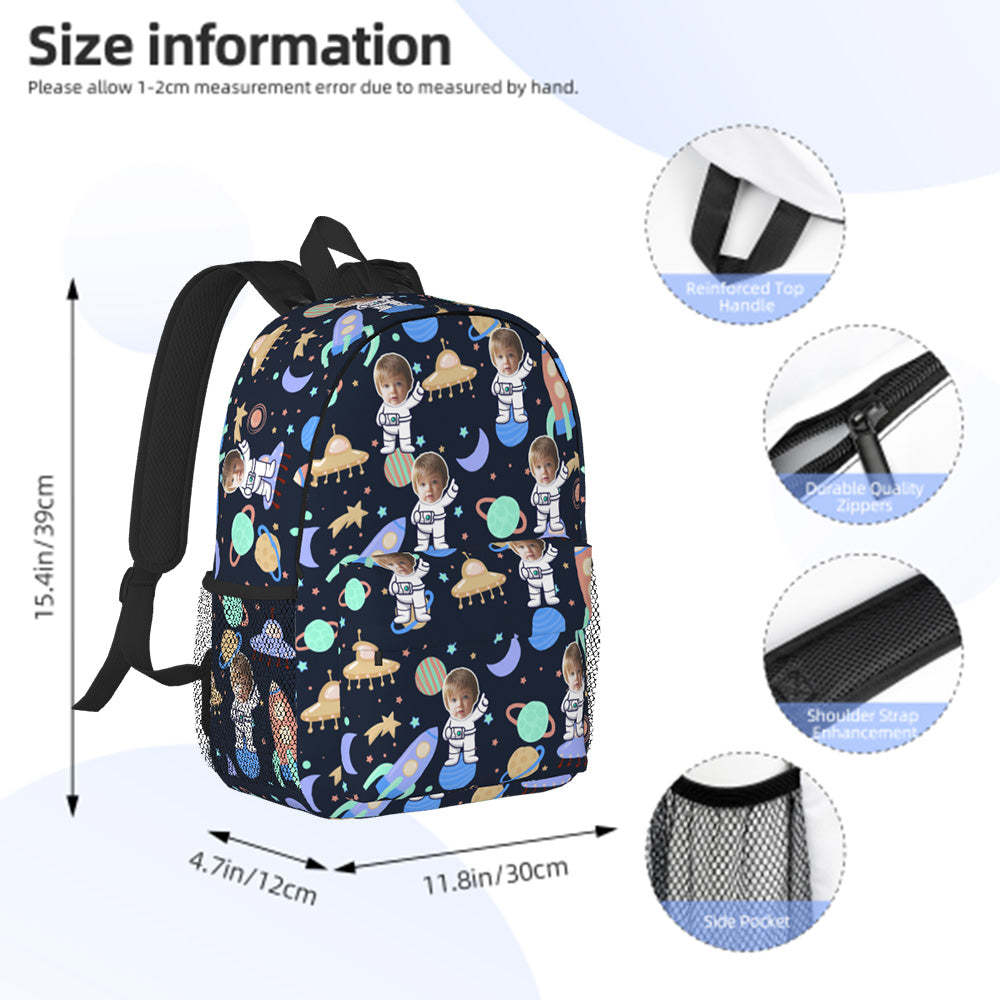 Custom Face Backpack Personalised Space School Bag for Kids - 
