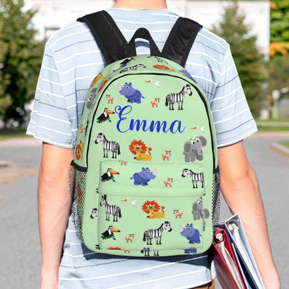 Custom Name Backpack Personalised Animal School Bag - 