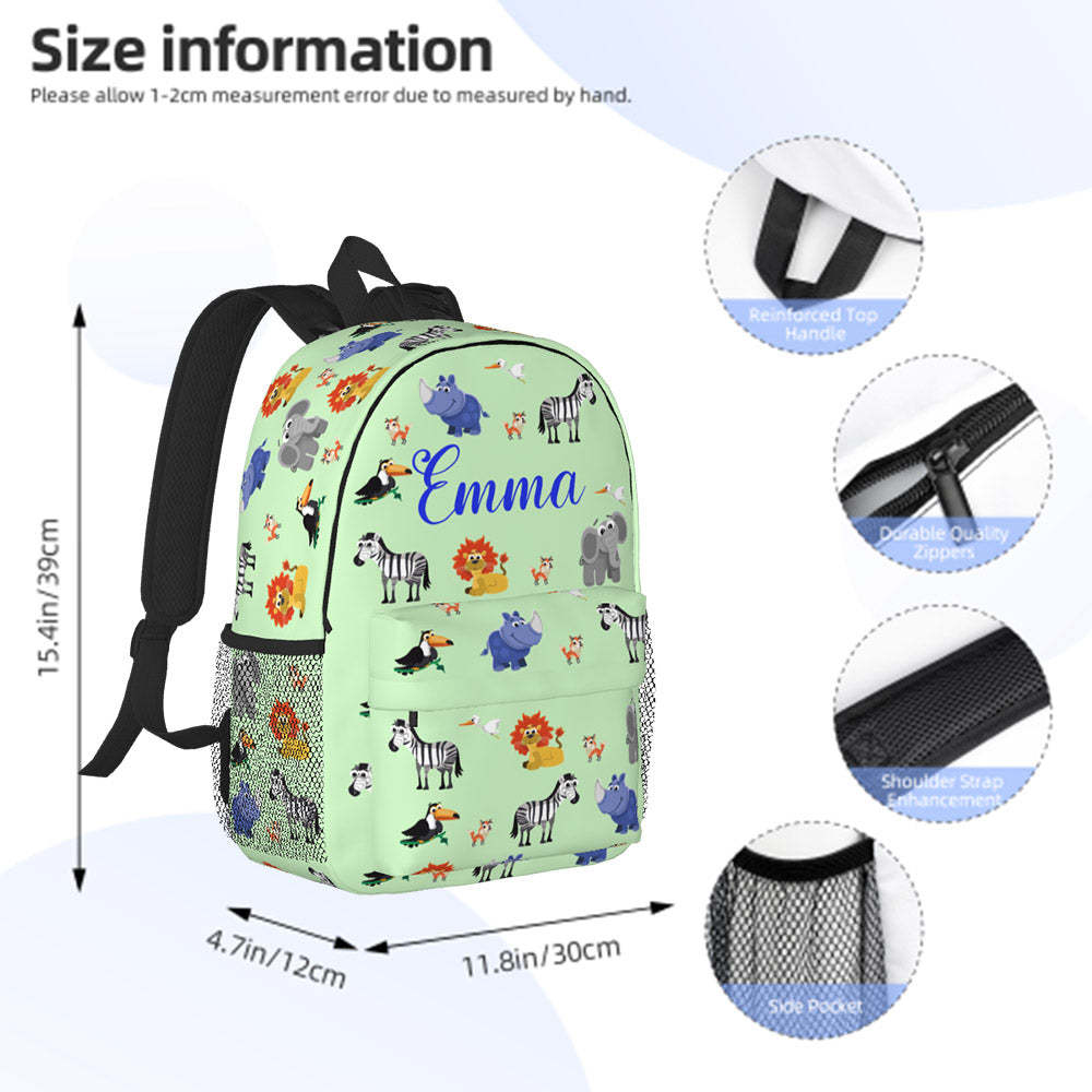 Custom Name Backpack Personalised Animal School Bag - 