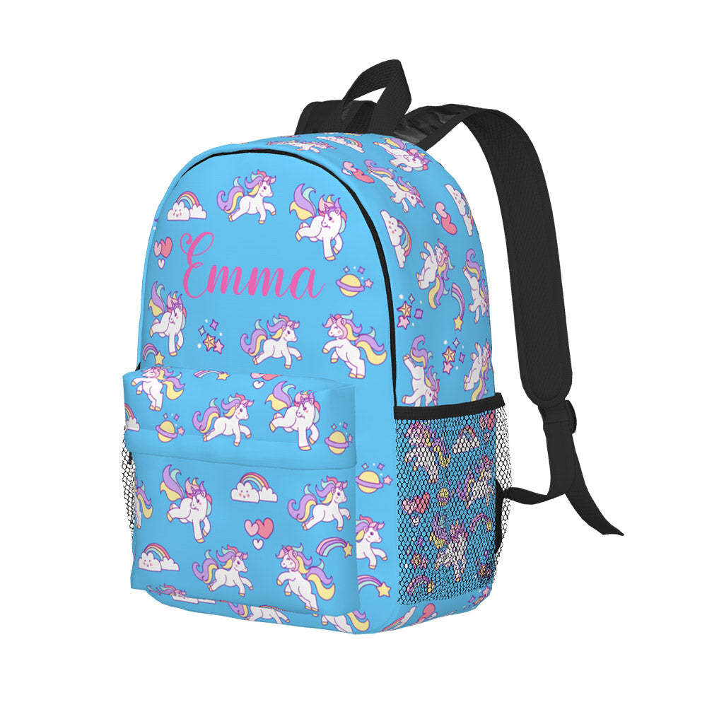 Custom Name Backpack Personalised Unicorn School Bag - 